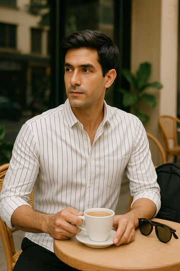 White Regent Crest Tailored Stripe Shirt