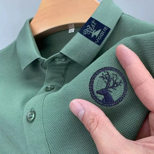Stag Crest Embroidered Polo T-Shirt