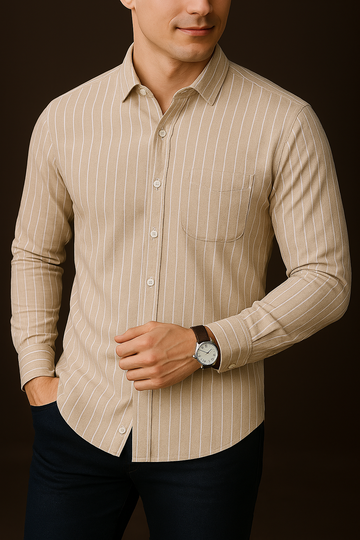Brown Regent Crest Tailored Stripe Shirt