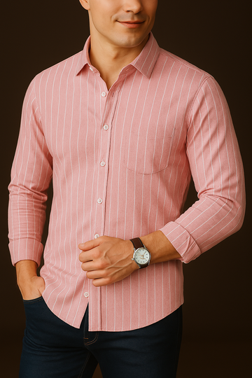 Pink Regent Crest Tailored Stripe Shirt